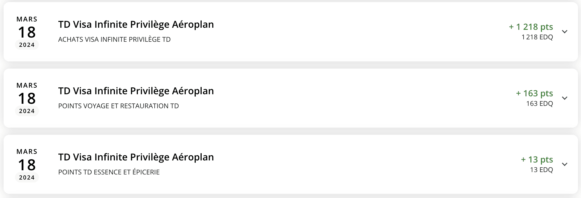 Tutoriel&nbsp;: comment accéder au détail des points accumulés par transaction - td points aeroplan site