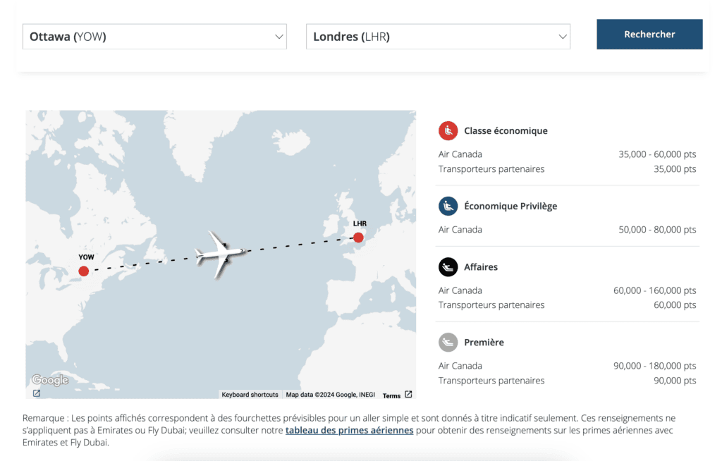 yow lhr aeroplan fr