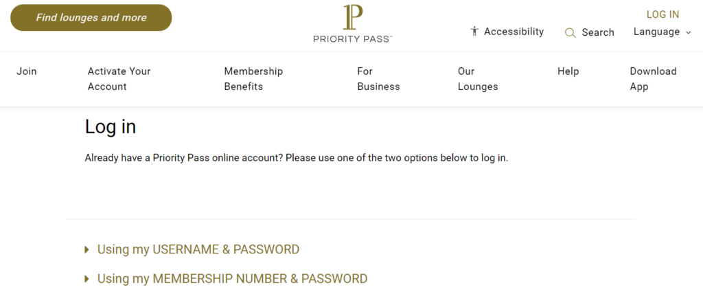 Priority Pass Login