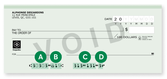 Specimen de cheque Desjardins