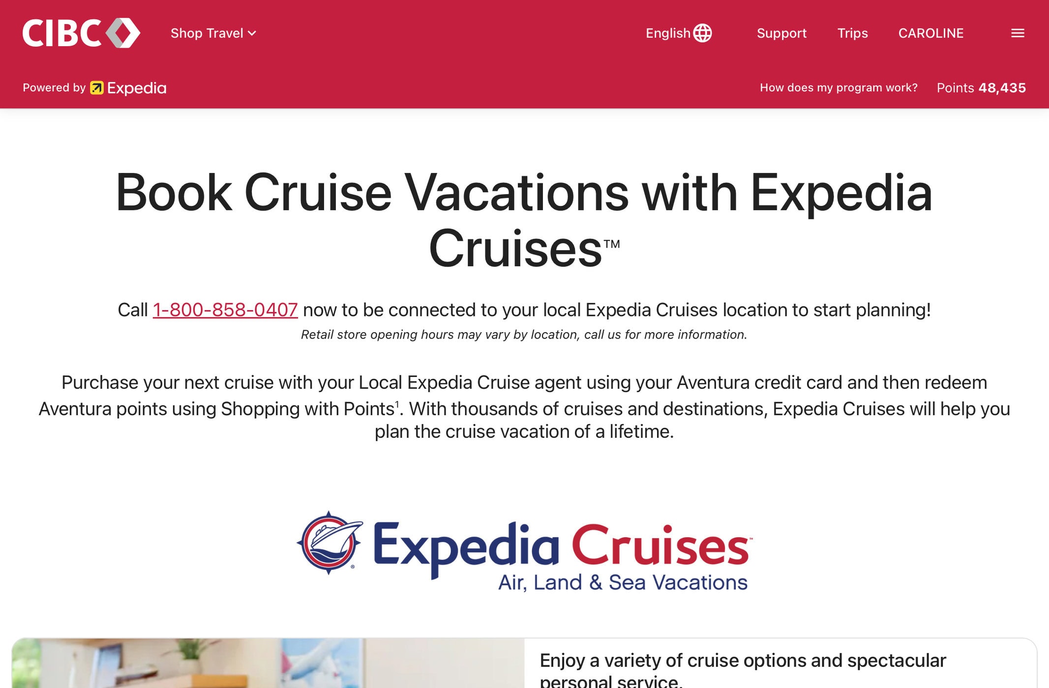 CIBC Aventura: How to use Aventura Points for Cheap Travel - CIBC Croisiere Expedia