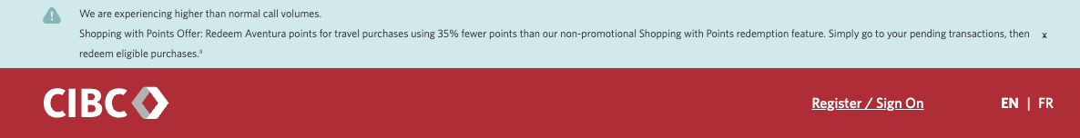 CIBC Aventura: Redeem 35% fewer points for any trip! - magasinage avec points CIBC