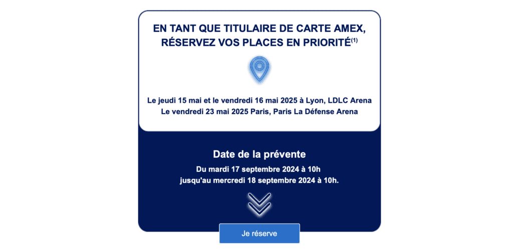 Prévente Amex