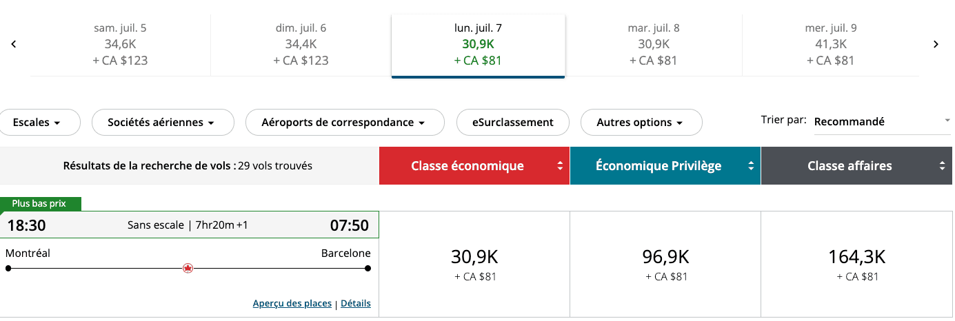 Aéroplan&nbsp;: 10 idées de destinations où partir avec 55&nbsp;000 points Aéroplan - YUL BCN FR