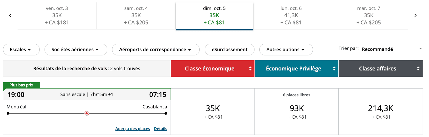 Aéroplan&nbsp;: 10 idées de destinations où partir avec 55&nbsp;000 points Aéroplan - YUL CMN FR