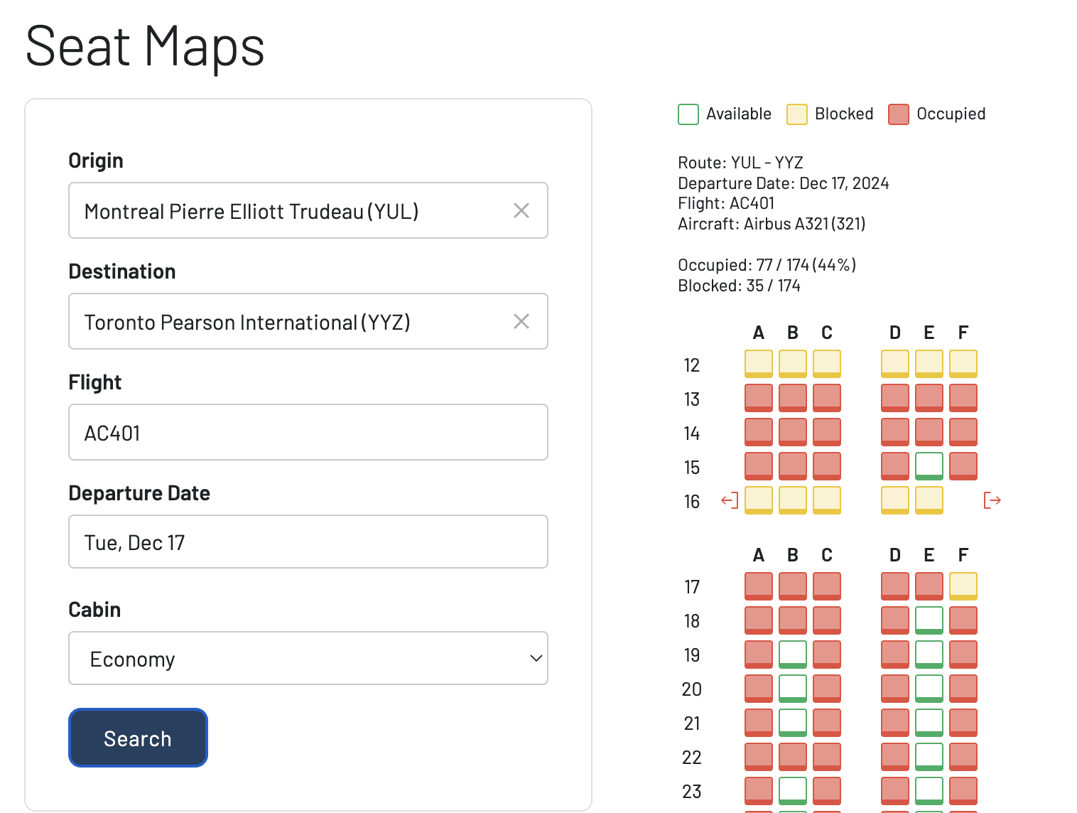 Awardfares: A Complete Guide to the Tool for Finding the Best Award Tickets - AwardFares seat map