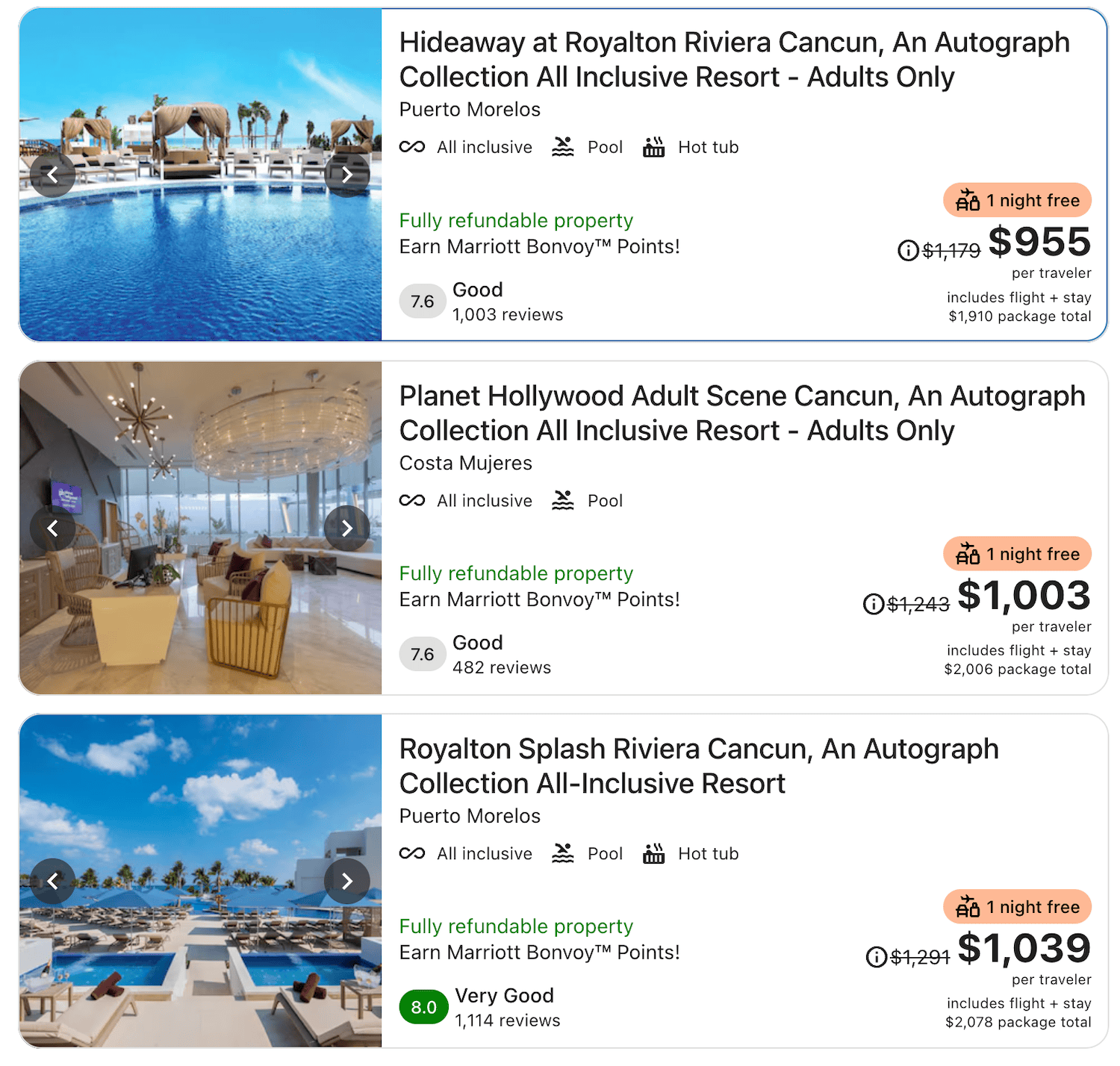 Vacations by Marriott Bonvoy&nbsp;: obtenez 25&nbsp;000 points bonis en réservant votre forfait tout inclus - hotel mexique marriott bonvoy