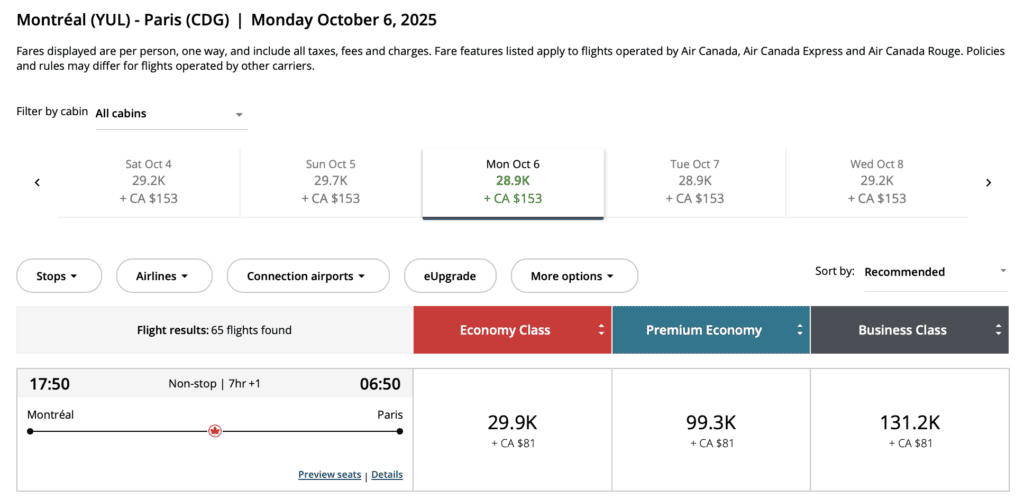 resultats aeroplan