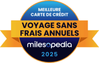 2025 Milesopedia Palmares Meilleure carte credit Voyage Sans Frais Annuels