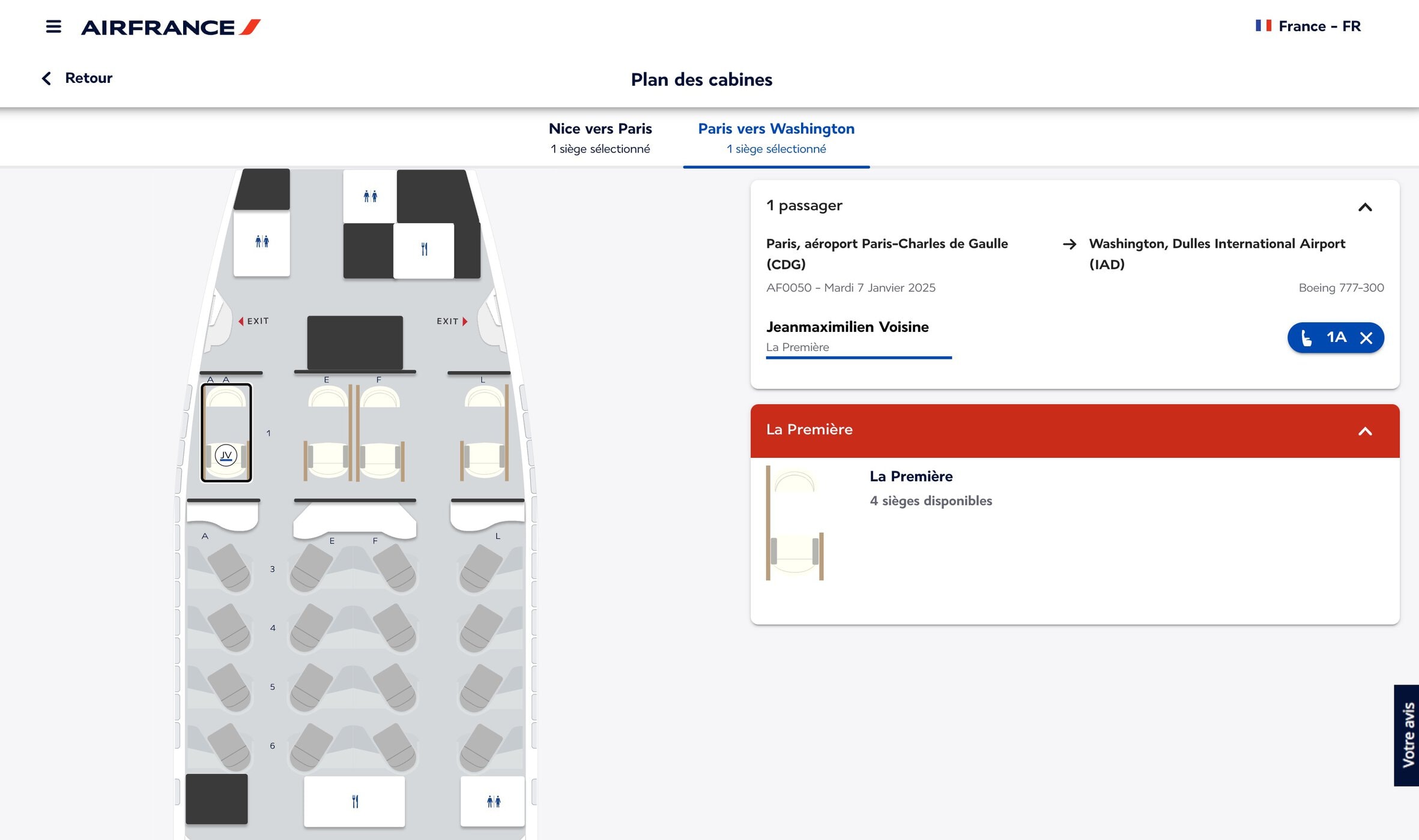 Review: Air France La Premiere - Nice - Paris - Washington D.C - Screenshot