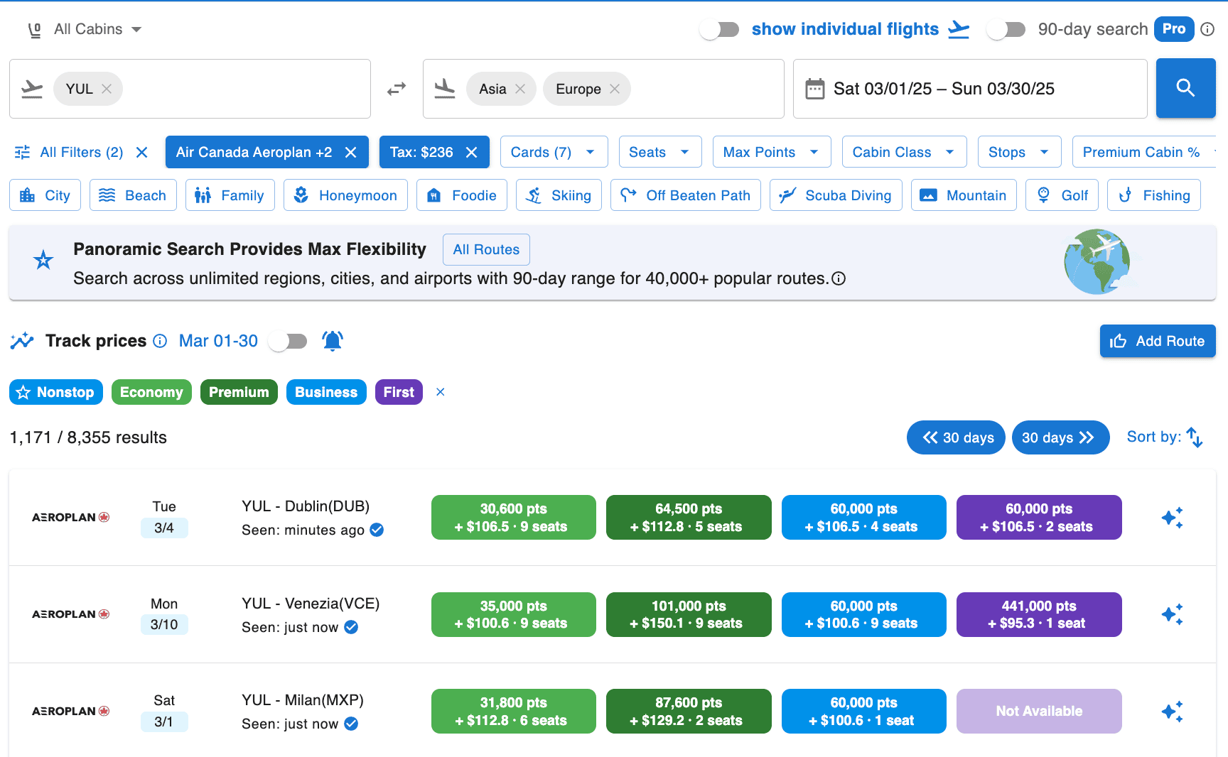 Awardtool: Guide to Finding Flights and Hotels With Points - Recherche elargie