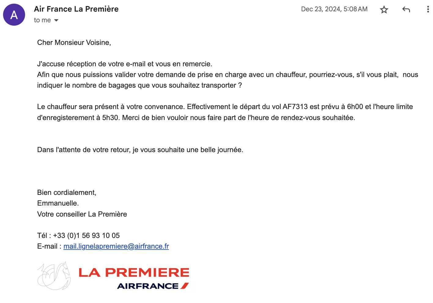 Review: Air France La Premiere - Nice - Paris - Washington D.C - Screenshot