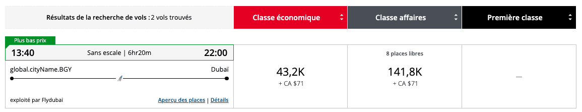 Aéroplan&nbsp;: Nouvelle grille tarifaire en vigueur pour ces partenaires aériens - milan dubai flydubai aeroplan fr