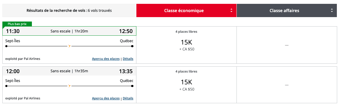 Aéroplan&nbsp;: Nouvelle grille tarifaire en vigueur pour ces partenaires aériens - sept iles quebec pal airlines aeroplan fr