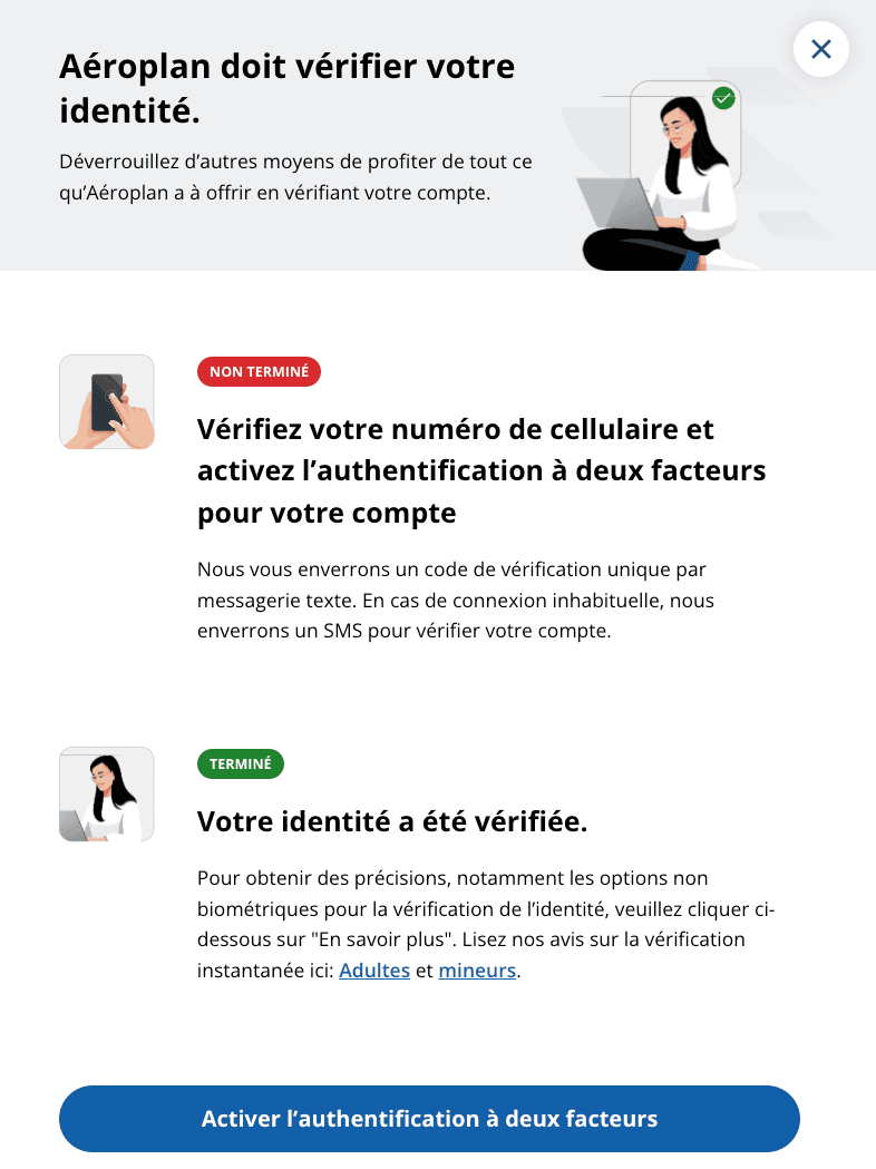 Partage familial d’Aéroplan&nbsp;: Reprise avec vérification du compte - verification aeroplan