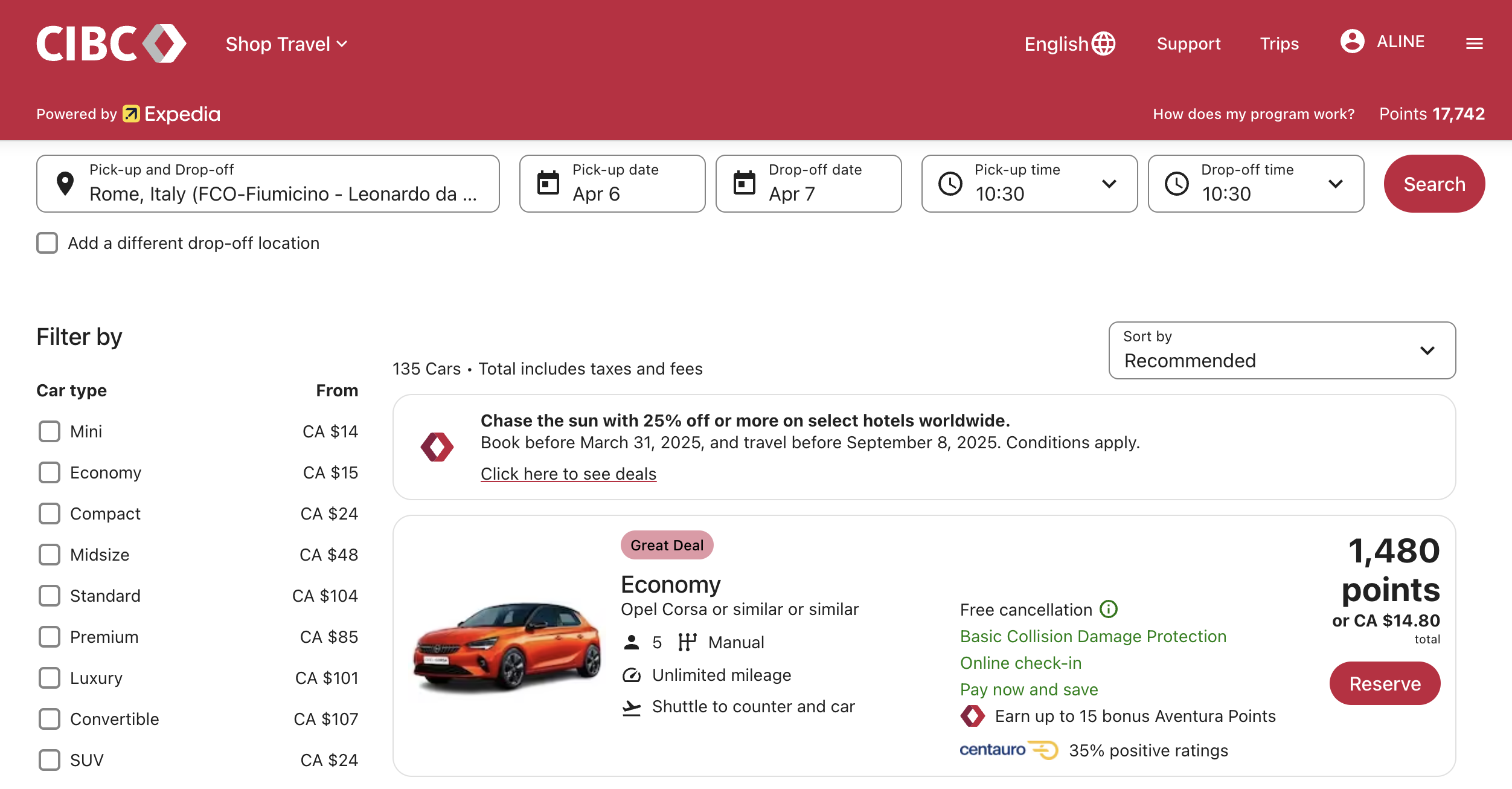 Car Rental: Save with Loyalty Points and Programs - location de voiture portail cibc