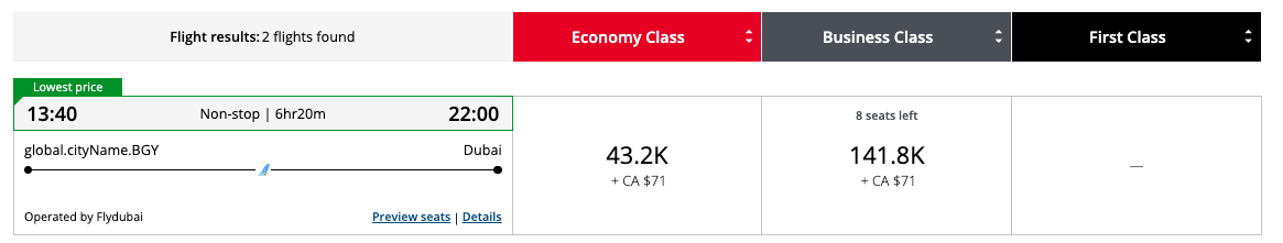 Aeroplan: New fare structure for airline partners - milan dubai flydubai aeroplan en