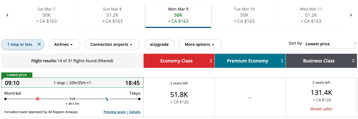 Aeroplan&nbsp;: 10 destinations to go with 55,000 Aeroplan points - YUL HND FR