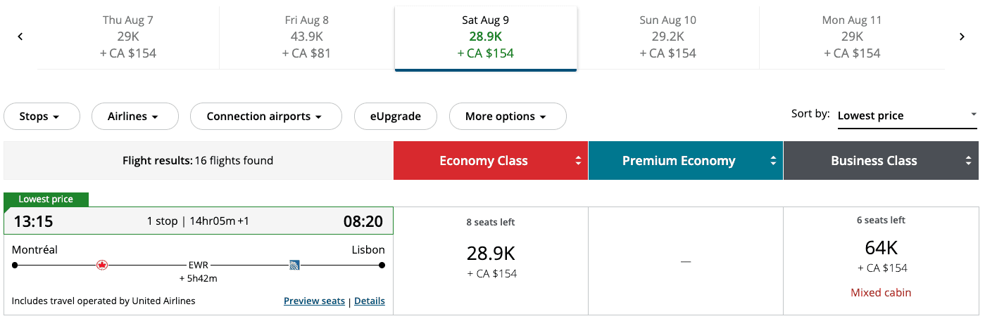 Aeroplan&nbsp;: 10 destinations to go with 55,000 Aeroplan points - YUL LIS FR