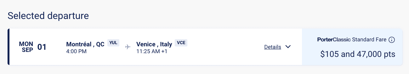 15 Destination Ideas for Travelling with 50,000 VIPorter Points - YUL VCE 47k FR