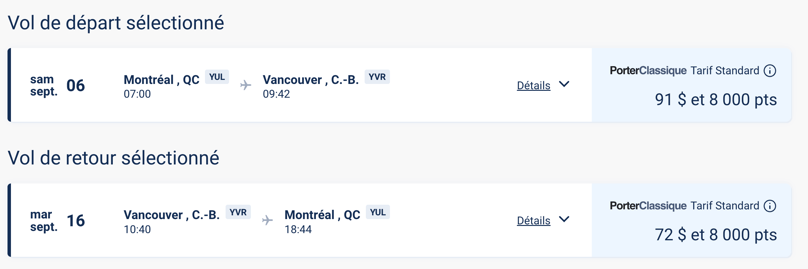 15 idées de destinations où partir avec 50&nbsp;000 points VIPorter - YUL YVR 16k FR