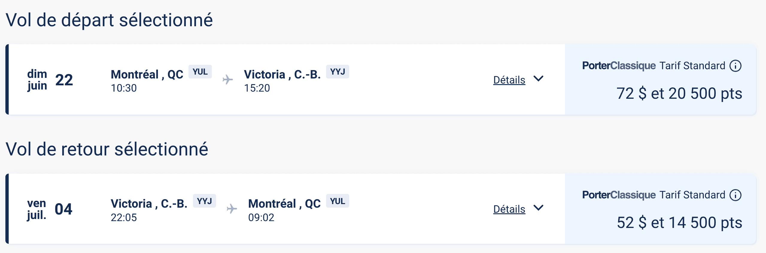 15 idées de destinations où partir avec 50&nbsp;000 points VIPorter - YUL YYJ 35k FR