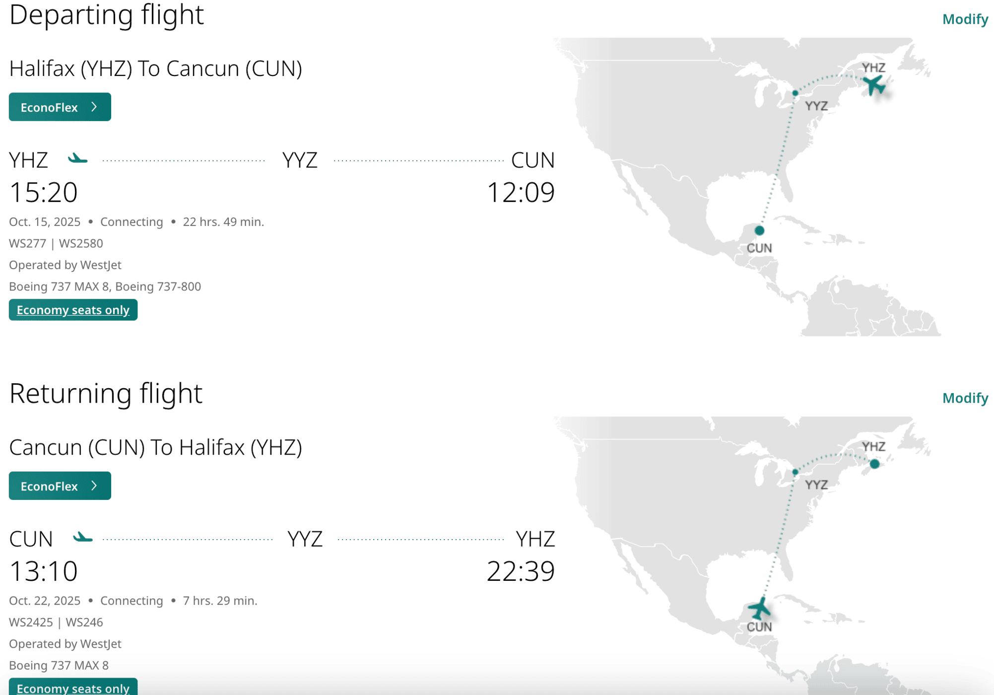 WestJet Rewards: 8 Sun Destinations For Less Than 70,000 WestJet Points - WestJet Sun Destinations Halifax:Cancun EN