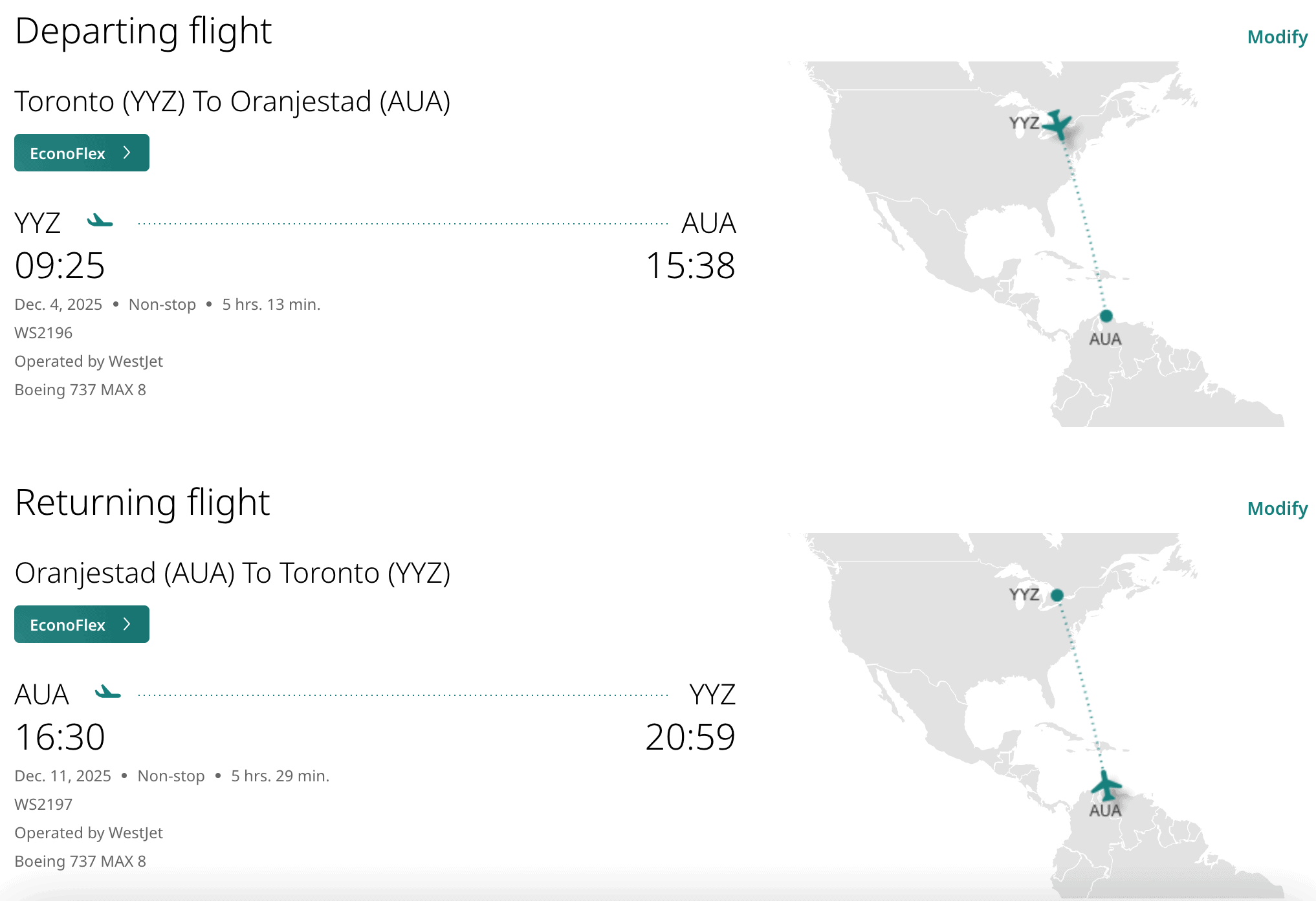 WestJet Rewards: 8 Sun Destinations For Less Than 70,000 WestJet Points - WestJet Sun Destinations Toronto:Aruba EN