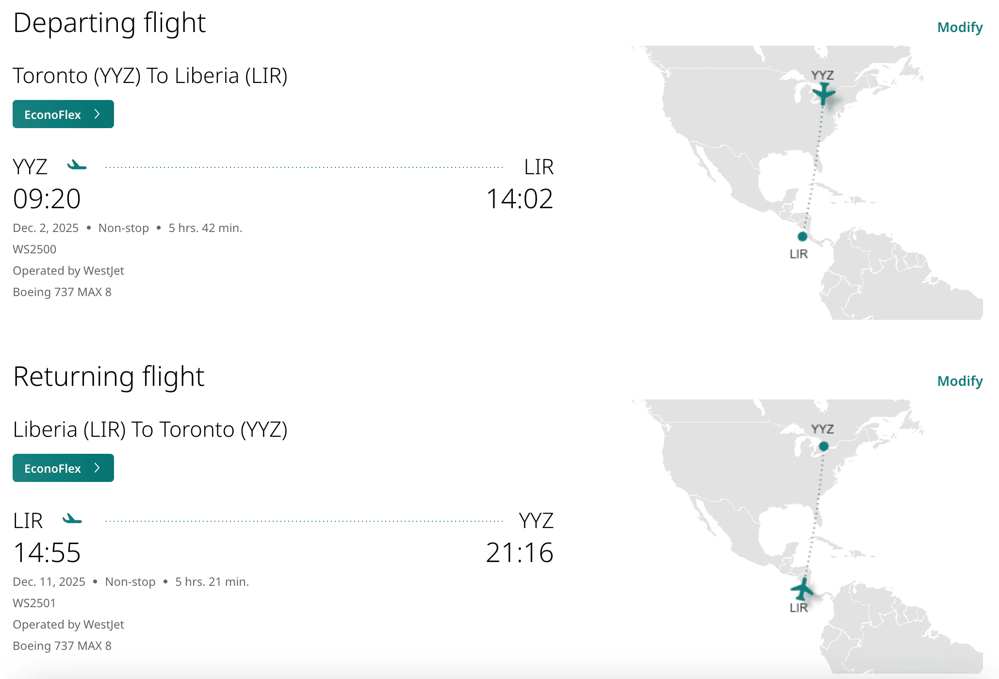WestJet Rewards: 8 Sun Destinations For Less Than 70,000 WestJet Points - WestJet Sun Destinations Toronto:Liberia EN