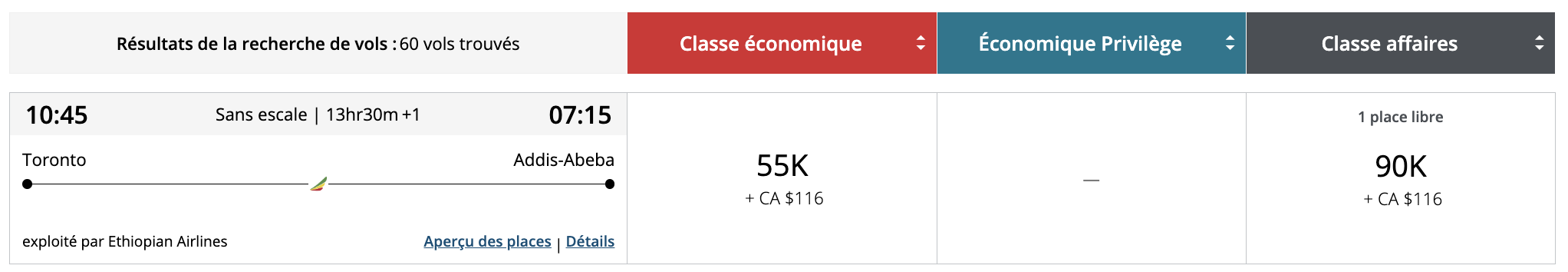 Afrique&nbsp;: Comment s’y rendre en utilisant des points et des milles - yyz add aeroplan
