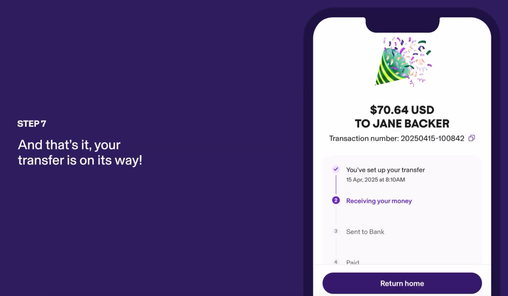 Transfert d’argent international de Koho&nbsp;: Comment envoyer de l’argent dans le monde entier - Step 7 -EN