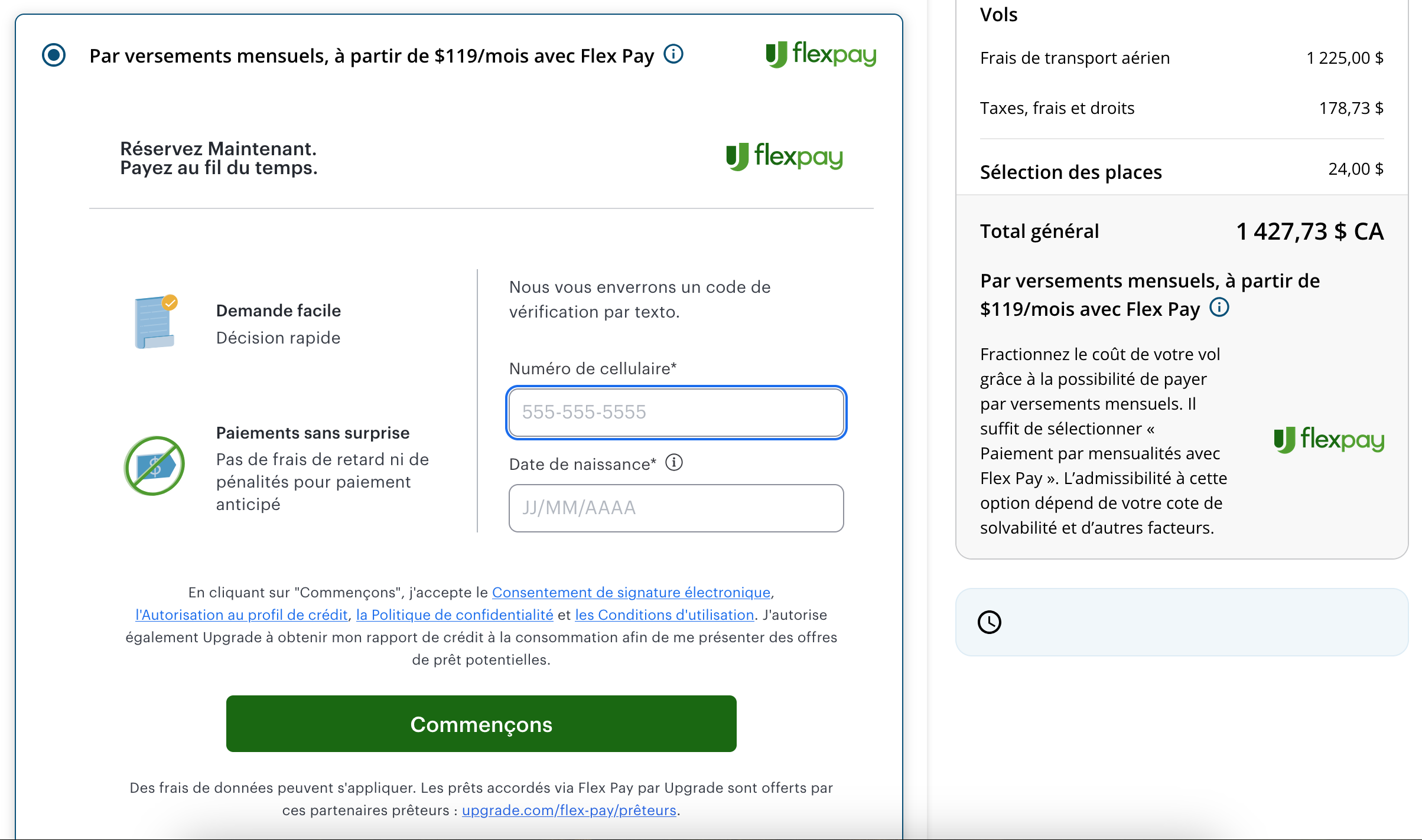 Flex Pay pour Air Canada et Aéroplan: Comment ça fonctionne ? - Enter Information -EN