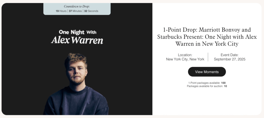 Marriott Bonvoy Moments 1 point drop