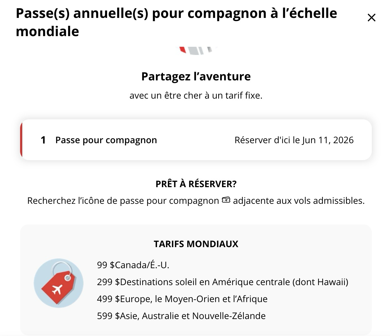 Comment obtenir et utiliser la Passe Compagnon Monde Air Canada - air canada passe compagnon monde