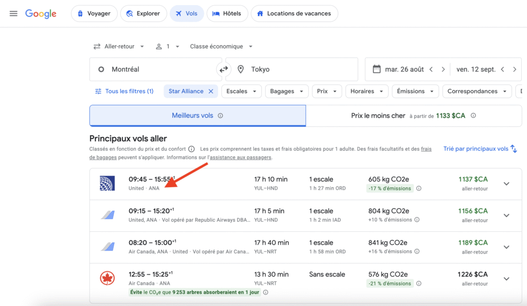 recherche google flights