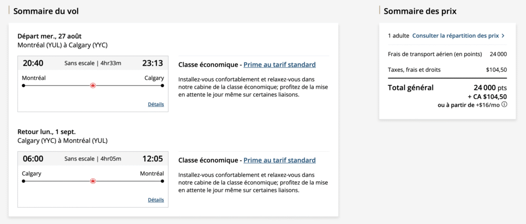 short escape aeroplan calgary
