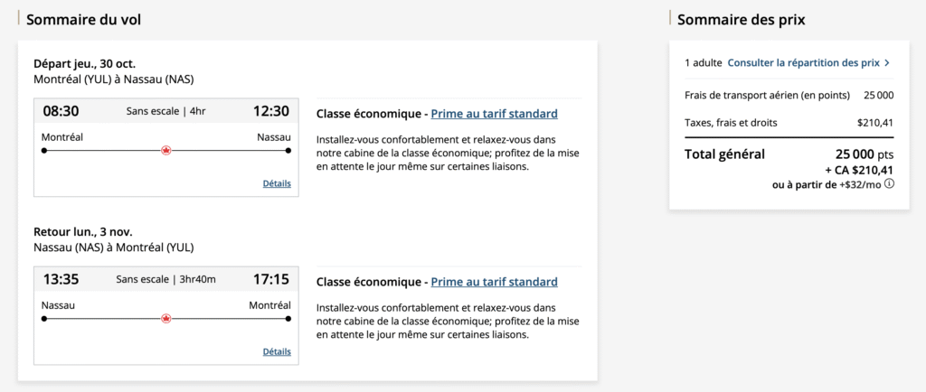 short escape aeroplan nassau