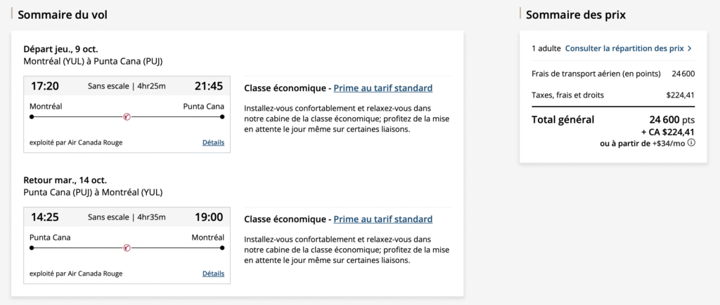 short escape aeroplan punta cana