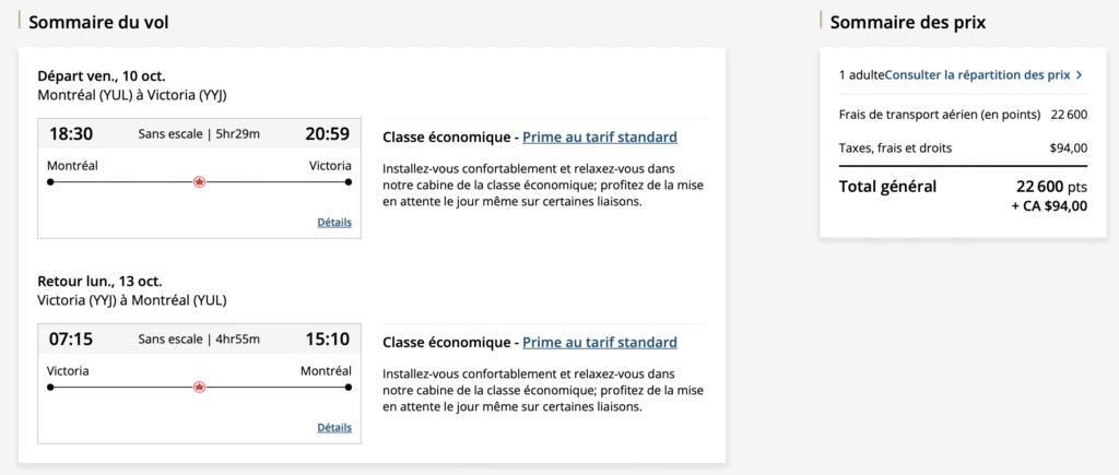 short escape aeroplan victoria
