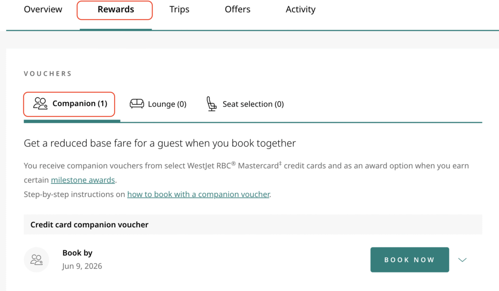 Westjet compagnon bon