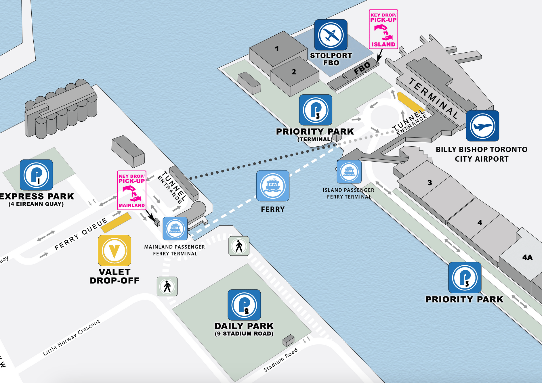 Guide ultime de l’Aéroport Billy Bishop de Toronto (YTZ) - Parking map