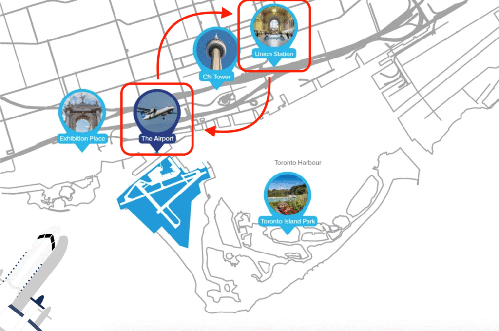 Billy Bishop Shuttle – locations with arrows