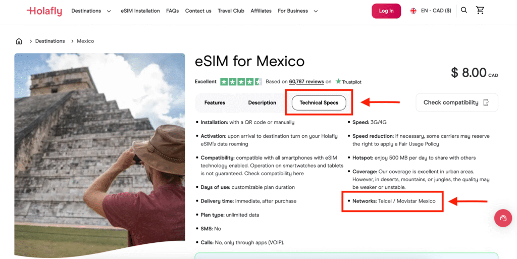 Holafly vs Airalo Holafly tech specs EN
