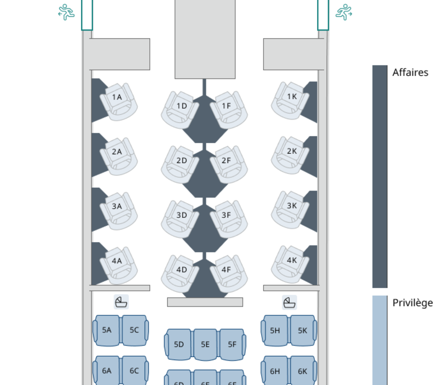 Classe Affaires WestJet&nbsp;: Tout ce que vous devez savoir - Plan des sièges de la Classe Affaires WestJet EN