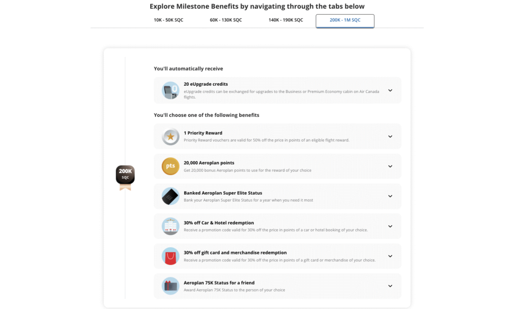 aeroplan milestone benefits