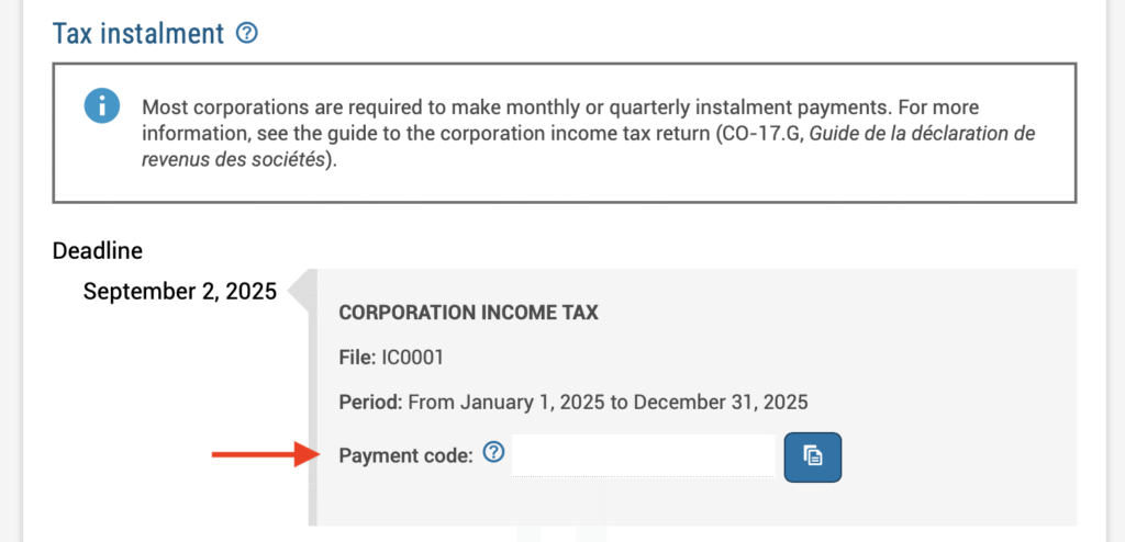revenu quebec code de paiement