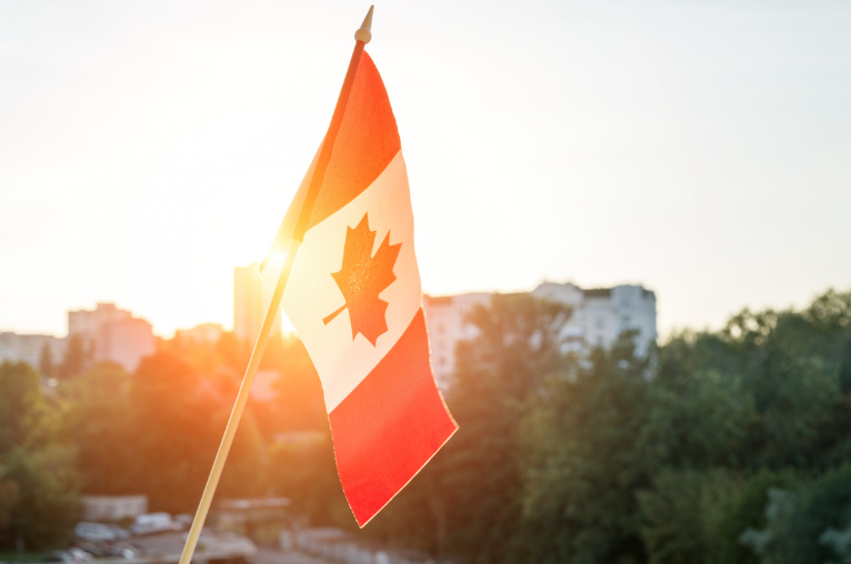 Best CC for Newcomers Canada flag with sunset