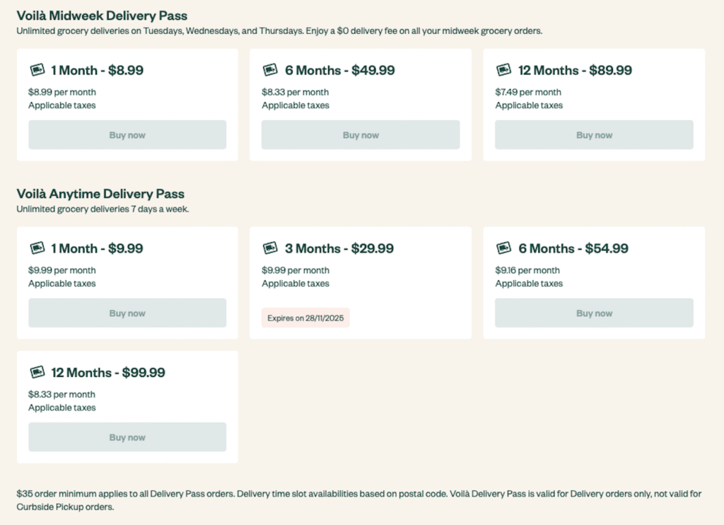 Forfait passe livraison Voilà par IGA EN