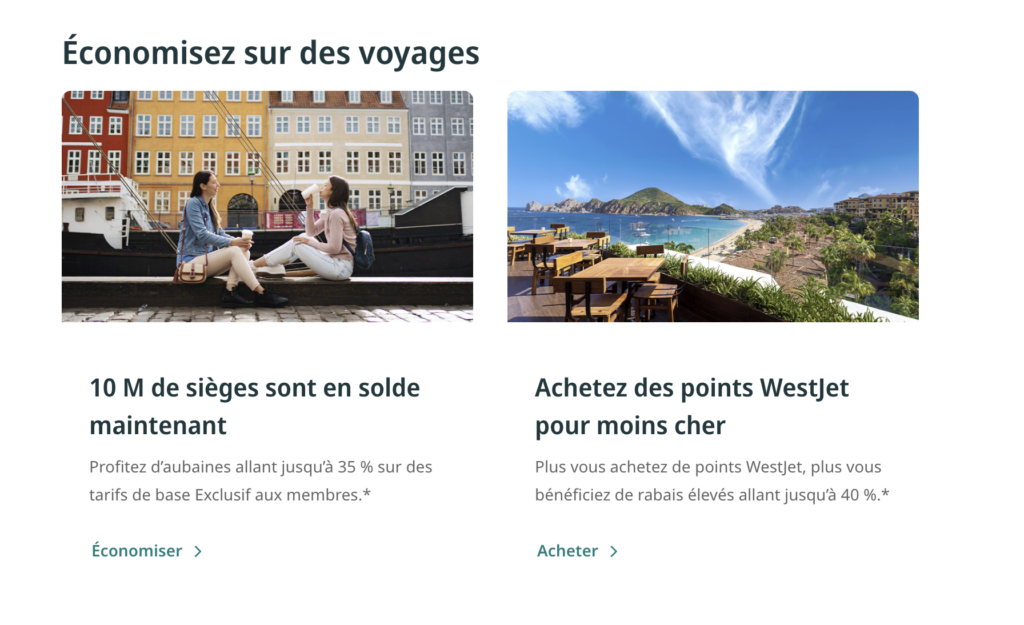 Économisez sur des voyages Westjet FR