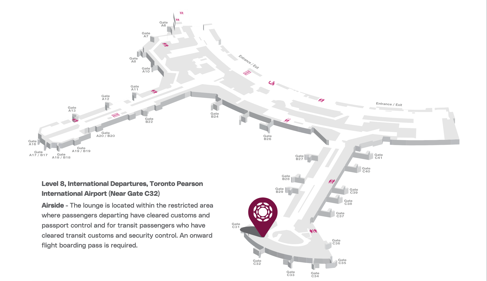 Avis&nbsp;: Plaza Premium Terminal 3 – Départs internationaux à l’aéroport Pearson de Toronto (YYZ) - location map -EN